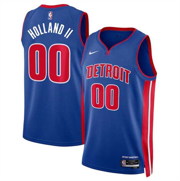 Mens Detroit Pistons #00 Ron Holland II Blue 2024 Icon Edition Stitched Jersey Dzhi